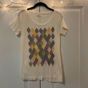 J.Crew Multicolor Crochet Diamonds Collection Tee